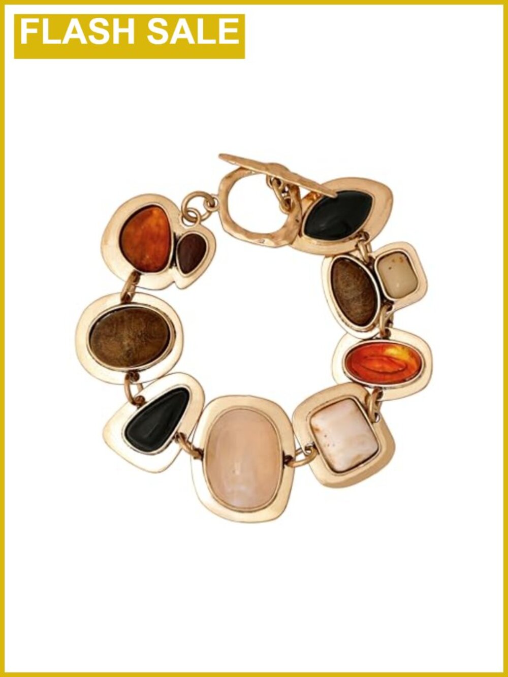 Geometric Metal Stone Link Bracelet Boho Statement Jewelry